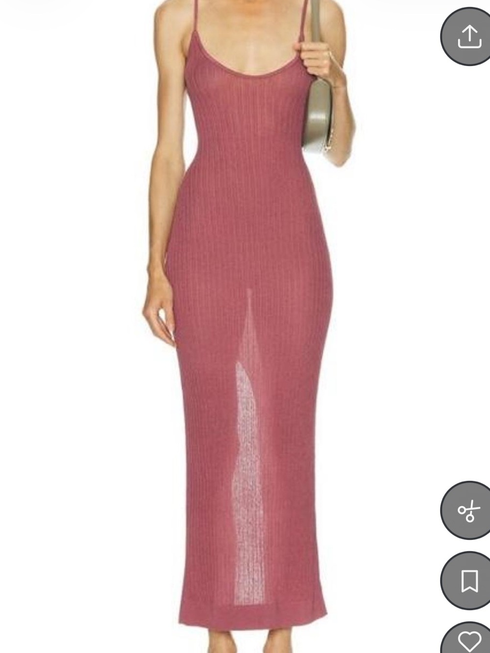SKIMS Dusty Rose Ribbed Maxi Slip Dress